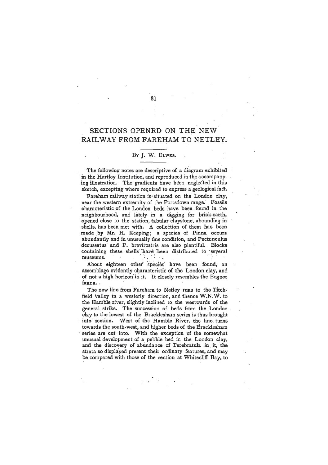 Sections Opened on the New Railway From Fareham to Netley